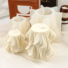 Load image into Gallery viewer, DIY Geometric Wave Stripe Column Silicone Candle Mould Rotating Silicone Candle Mould for Aromatherapy Home Decor
