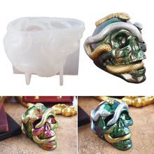 Load image into Gallery viewer, Skull Double Snake Head DIY Epoxy Resin Mold Candle Silicone Moulds Halloween Haunted Horror House Home Decoration
