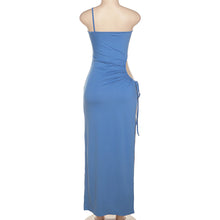 Load image into Gallery viewer, Fashion Sexy Solid Color Tube Top Slit Slim Fit Hollow Off Shoulder Temperament Long Sheath Dress
