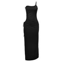 Load image into Gallery viewer, Fashion Sexy Solid Color Tube Top Slit Slim Fit Hollow Off Shoulder Temperament Long Sheath Dress
