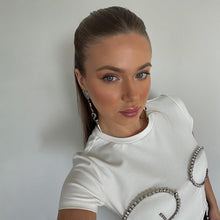 Load image into Gallery viewer, Summer Breathable Women Solid Color All-match Fashion Wild Rhinestone Short-sleeved Slim T-shirt
