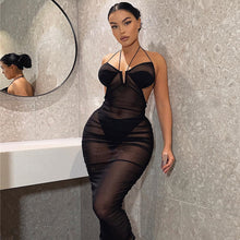 Load image into Gallery viewer, New Sexy Hot Girl Tube Halterneck Open Back Mesh Perspective Pleated Slim Fit Hip Dress
