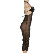 Load image into Gallery viewer, New Sexy Hot Girl Tube Halterneck Open Back Mesh Perspective Pleated Slim Fit Hip Dress
