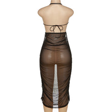 Load image into Gallery viewer, New Sexy Hot Girl Tube Halterneck Open Back Mesh Perspective Pleated Slim Fit Hip Dress
