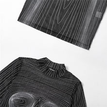 Load image into Gallery viewer, Fashion 3D Line Print Striped Slim Fit Dress Long Sleeve Summer Mesh Perspective Nightclub Sexy Slim Hip Dress
