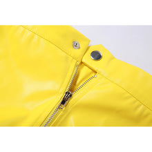 Load image into Gallery viewer, Sexy Hollow PU Leather Zipper Sling Top + Slim Shorts Two-piece Set Women Fashion Waist Cutout T-shirt Suit
