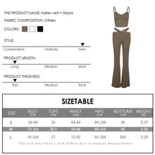 Load image into Gallery viewer, Fashion Solid Color Lowcut Irregular Camisole Tops + Flared Trousers Suit Women Waist Hollow Pants Set for Spring and Autumn
