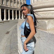 Load image into Gallery viewer, Off-shoulder Bowknot Straps Slim Hollow Mesh Navel Crop Top Suspenders Vest Fashion Women Sling T-shirt
