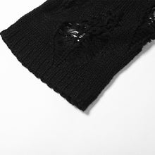 Load image into Gallery viewer, Round Neck Long Sleeve Black Loose Thin Tops Women's Short Hollow Knitted Versatile Sweater
