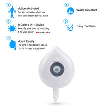 Load image into Gallery viewer, LED Toilet Seat Night Light Motion Sensor WC Light 8 Colors Changeable Lamp AAA Battery Powered Backlight for Toilet Bowl Child
