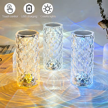 Load image into Gallery viewer, Acrylic Diamond Rose Table Lamp USB Chargeable Touch Sensor Night Light Home Decor LED Light with Control Bedroom Decoration Lamp Gift
