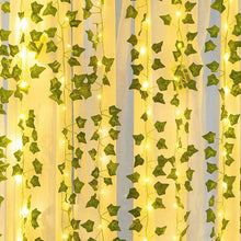 Load image into Gallery viewer, 2m/5m/10m Simulated Vine Light String Green Leaf String Lights Artificial Vine Fairy Lights Battery Powered Christmas Garland Light For Weeding Home Decor

