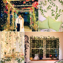 Load image into Gallery viewer, 2m/5m/10m Simulated Vine Light String Green Leaf String Lights Artificial Vine Fairy Lights Battery Powered Christmas Garland Light For Weeding Home Decor
