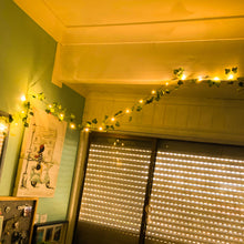 Load image into Gallery viewer, 2m/5m/10m Simulated Vine Light String Green Leaf String Lights Artificial Vine Fairy Lights Battery Powered Christmas Garland Light For Weeding Home Decor
