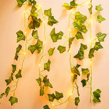 Load image into Gallery viewer, 2m/5m/10m Simulated Vine Light String Green Leaf String Lights Artificial Vine Fairy Lights Battery Powered Christmas Garland Light For Weeding Home Decor
