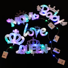 Load image into Gallery viewer, Cake Decoration Light Love MOM Baby Bithday Cake Light Valentine's Day Mother's Day Bouquet Decoration Mini Light Board
