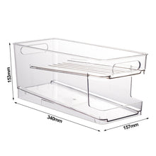 Load image into Gallery viewer, Refrigerator Double Layer Beverage Cans Holder Water Storage Rack Transparent Box Drinks Dispenser Soda Organizer Self-Rolling Finishing Shelf for Kitchen
