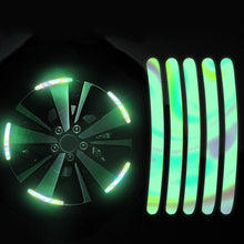 Load image into Gallery viewer, 20Pcs Car Wheel Sticker Night Light-emitting Tape Motorcycle Tire Warning Sticker Driving Safety Reflective
