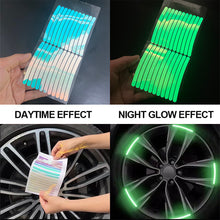 Load image into Gallery viewer, 20Pcs Car Wheel Sticker Night Light-emitting Tape Motorcycle Tire Warning Sticker Driving Safety Reflective
