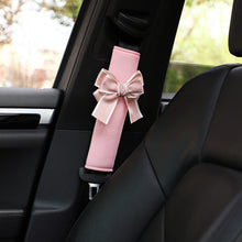Load image into Gallery viewer, Car Styling Pink Princess Bow Tie Car Seat Belt Cover Shoulder Strap Soft Plush Protector Shoulder Pad Protector Car Decor
