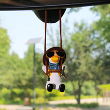 Load image into Gallery viewer, Cute Anime Pistol Cowboy Duck Car Rearview Mirror Pendant Decoration Super Cool Swing Duck Car Decor Pendant Auto Ornament Gift
