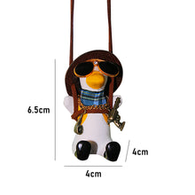 Load image into Gallery viewer, Cute Anime Pistol Cowboy Duck Car Rearview Mirror Pendant Decoration Super Cool Swing Duck Car Decor Pendant Auto Ornament Gift
