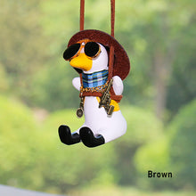 Load image into Gallery viewer, Cute Anime Pistol Cowboy Duck Car Rearview Mirror Pendant Decoration Super Cool Swing Duck Car Decor Pendant Auto Ornament Gift
