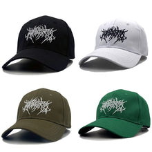 Load image into Gallery viewer, Adjstable Embroidery Gothic Street Punk Frauen Baseball Cap Men Cotton Pure Black Sports Caps Women Hip Hop Dad Hat
