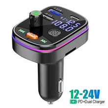 Load image into Gallery viewer, Bluetooth 5.0 Wireless FM Transmitter Dual Display PD 20W Fast Charging Dual USB Charger Handsfree Car Kit FM Modulator
