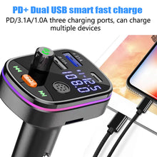 Load image into Gallery viewer, Bluetooth 5.0 Wireless FM Transmitter Dual Display PD 20W Fast Charging Dual USB Charger Handsfree Car Kit FM Modulator
