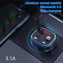 Load image into Gallery viewer, C20 Car Cigarette lighter FM Transmitter Audio Player Bluetooth With Colorful lights MP3 Player Dual USB 5V 3.1A Fast Charger
