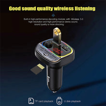 Load image into Gallery viewer, Car Bluetooth 5.0 FM Transmitter 3.1A Fast Charger Car Mp3 Player Music Handsfree Modulator With TF U Auto Accessorie

