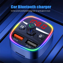 Load image into Gallery viewer, Ambient Light Bluetooth 5.0 FM Transmitter Car Kit MP3 Modulator Player Handsfree Audio Receiver 3.1A Dual USB Fast Car Charger
