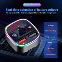 Load image into Gallery viewer, Ambient Light Bluetooth 5.0 FM Transmitter Car Kit MP3 Modulator Player Handsfree Audio Receiver 3.1A Dual USB Fast Car Charger
