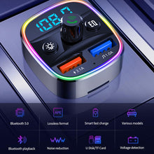 Load image into Gallery viewer, Ambient Light Bluetooth 5.0 FM Transmitter Car Kit MP3 Modulator Player Handsfree Audio Receiver 3.1A Dual USB Fast Car Charger
