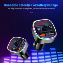 Load image into Gallery viewer, Ambient Light Bluetooth 5.0 FM Transmitter Car Kit MP3 Modulator Player Handsfree Audio Receiver 3.1A Dual USB Fast Car Charger
