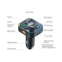 Load image into Gallery viewer, FM Transmitter Bluetooth 5.0 Car Handsfree Audio Mp3 Player Adapter USB 22.5W Quick Charging Type-C Fast Charger FM Modulator
