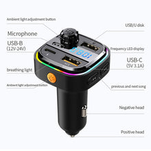 Load image into Gallery viewer, FM Transmitter C26 U Disk Car MP3 Player USB C 3.1A Fast Charging Car Charger Wireless Handsfree Bluetooth 5.0 Car Kit
