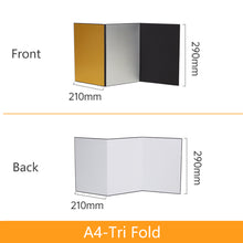 Load image into Gallery viewer, A3/A4 Fold Photography Reflection Card Portable Light Guide Plate Photography White Black Silver Golden Reflector Board Prop 2 Side Shooting Shading Plate For Photo Studio
