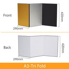Load image into Gallery viewer, A3/A4 Fold Photography Reflection Card Portable Light Guide Plate Photography White Black Silver Golden Reflector Board Prop 2 Side Shooting Shading Plate For Photo Studio
