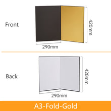 Load image into Gallery viewer, A3/A4 Fold Photography Reflection Card Portable Light Guide Plate Photography White Black Silver Golden Reflector Board Prop 2 Side Shooting Shading Plate For Photo Studio
