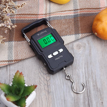 Load image into Gallery viewer, 75Kg 10g USB Chargeable LCD Digital Scale with 1m Ruler Tapeline Portable Hanging Hook Scale Fishing Travel Mini Electronic Weighing Scale
