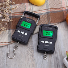 Load image into Gallery viewer, 75Kg 10g USB Chargeable LCD Digital Scale with 1m Ruler Tapeline Portable Hanging Hook Scale Fishing Travel Mini Electronic Weighing Scale
