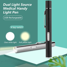 Load image into Gallery viewer, USB Rechargeable Medical Handy Pen Light Mini Nursing Flashlight LED Torch Lamp With Stainless Steel Clip Pocket Led Flashlight
