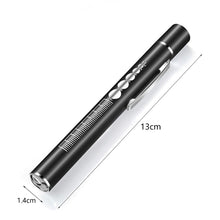 Load image into Gallery viewer, USB Rechargeable Medical Handy Pen Light with Scale Mini Nursing Flashlight LED Torch Lamp With Stainless Steel Clip Pocket Led Flashlight
