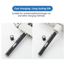 Load image into Gallery viewer, USB Rechargeable Medical Handy Pen Light with Scale Mini Nursing Flashlight LED Torch Lamp With Stainless Steel Clip Pocket Led Flashlight
