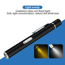 Load image into Gallery viewer, USB Rechargeable Medical Handy Pen Light with Scale Mini Nursing Flashlight LED Torch Lamp With Stainless Steel Clip Pocket Led Flashlight
