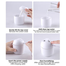 Load image into Gallery viewer, Portable 250ml USB Chargeable Air Humidifier Mute Aromatherapy Aroma Oil Diffuser with Night Light Cool Mist Sprayer Plants Purifier for Bedroom Home Car
