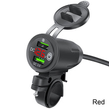 Load image into Gallery viewer, Motorcycle Dual QC 3.0 USB Charger Waterproof Fast Power Adapter Charge Voltmeter with Switch Motorcross
