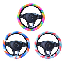 Load image into Gallery viewer, Universal 37-38cm Colorful Plush Elastic Car Steering Wheel Cover Winter Warmer Steering Wheel Cover Accessories
